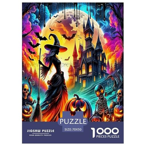 Halloween Puzzle Schloss 1000 Teiles Klassische Puzzlespiele Für Erwachsene Teens Kinder 1000 Teile Feiertags- Und Reisegeschenke 70x50cm/1000pcs von OTBSDNKZZ
