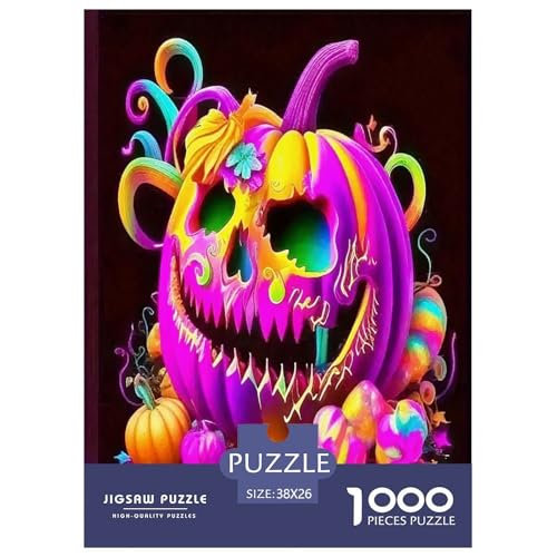 Kürbiskopf Puzzle Halloween 1000 Teiles Klassische Puzzlespiele Für Erwachsene Teens Kinder 1000 Teile Geschenke Für Frauen,Geschenke Für Männer Feiertags- Und Reisegeschenke 38x26cm/1000pcs von OTBSDNKZZ