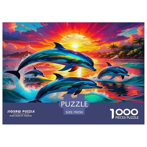 Lively Dolphin Puzzle Animal 1000-teiliges Klassische Puzzlespiele Für Erwachsene Teens Kinder 1000 Teile Feiertags- Und Reisegeschenke Feiertags- Und Reisegeschenke 70x50cm/1000pcs von OTBSDNKZZ