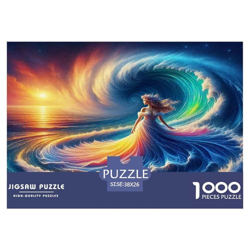 Ocean Wave Lady Puzzle Beauty 1000-teiliges Stress Abbauen Für Erwachsene Teens Kinder 1000 Teile Geschenke Für Frauen,Geschenke Für Männer Feiertags- Und Reisegeschenke 38x26cm/1000pcs von OTBSDNKZZ