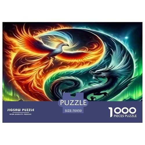 Phoenix and Dragon Puzzle Animal 1000-teiliges Stress Abbauen Für Erwachsene Teens Kinder 1000 Teile Feiertags- Und Reisegeschenke Geschenke Für Frauen,Geschenke Für Männer 70x50cm/1000pcs von OTBSDNKZZ