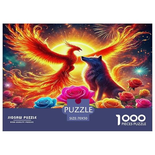 Phoenix and Wolf Puzzle Animal 1000-teiliges Stress Abbauen Für Die Ganze Familie 1000 Teile Feiertags- Und Reisegeschenke Geschenke Für Frauen,Geschenke Für Männer 70x50cm/1000pcs von OTBSDNKZZ