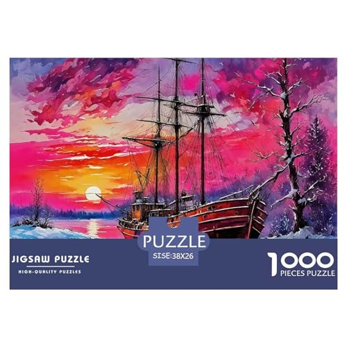 Quiet Fishing Boat Puzzle Boat 1000-teiliges Puzzle Farbenfrohes Legespiel Home Dekoration Für Die Ganze Familie 1000 Teile Geschenke Für Frauen,Geschenke Für Männer Feiertags- Und Reisegeschenke 38x2 von OTBSDNKZZ