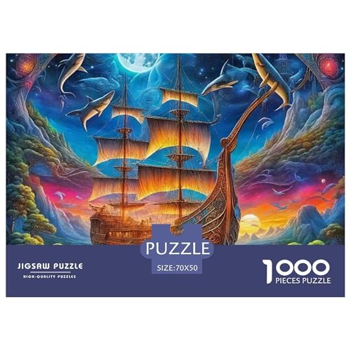 Sailboat in The Sea Puzzle Boat 1000 Teiles Klassische Puzzlespiele Für Erwachsene Teens Kinder 1000 Teile Geschenke Für Frauen,Geschenke Für Männer Geschenke Für Frauen,Geschenke Für Männer 70x50cm/1 von OTBSDNKZZ