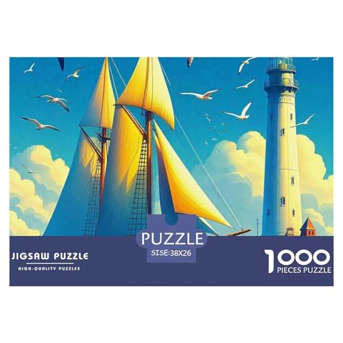 Sailboat in The Sea Puzzle Boat 1000 Teiles Stress Abbauen Für Erwachsene Teens Kinder 1000 Teile Geschenke Für Frauen,Geschenke Für Männer Feiertags- Und Reisegeschenke 38x26cm/1000pcs von OTBSDNKZZ