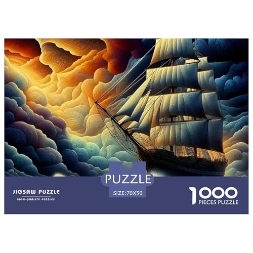 Sailboat in The Sea Puzzle Boat 1000 Teiles Stress Abbauen Für Erwachsene Teens Kinder 1000 Teile Geschenke Für Frauen,Geschenke Für Männer Feiertags- Und Reisegeschenke 70x50cm/1000pcs von OTBSDNKZZ