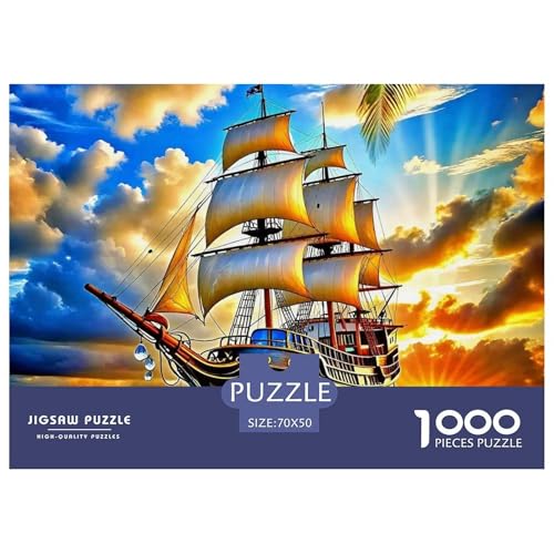 Sailboat in The Sea Puzzle Boat 1000 Teiles Stress Abbauen Für Erwachsene Teens Kinder 1000 Teile Geschenke Für Frauen,Geschenke Für Männer Geschenke Für Frauen,Geschenke Für Männer 70x50cm/1000pcs von OTBSDNKZZ