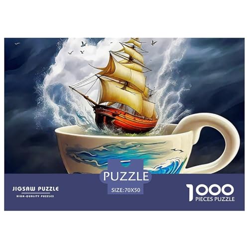 Sailboat in The Sea Puzzle Boat 1000-teiliges Stress Abbauen Für Die Ganze Familie 1000 Teile Geschenke Für Frauen,Geschenke Für Männer Geschenke Für Frauen,Geschenke Für Männer 70x50cm/1000pcs von OTBSDNKZZ