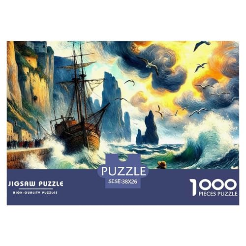 Sailboat in The Sea Puzzle Boat 1000-teiliges Stress Abbauen Für Die Ganze Familie 1000 Teile Geschenke Für Frauen,Geschenke Für Männer Geschenke Für Frauen,Geschenke Für Männer 38x26cm/1000pcs von OTBSDNKZZ
