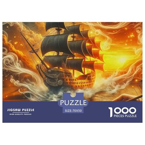 Sailboat in The Sea Puzzle Boat 1000-teiliges Stress Abbauen Für Die Ganze Familie 1000 Teile Geschenke Für Frauen,Geschenke Für Männer Geschenke Für Frauen,Geschenke Für Männer 70x50cm/1000pcs von OTBSDNKZZ