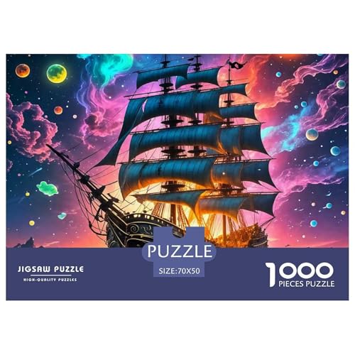 Sailboat in The Sea Puzzle Boat 1000-teiliges Stress Abbauen Für Erwachsene Teens Kinder 1000 Teile Feiertags- Und Reisegeschenke Geschenke Für Frauen,Geschenke Für Männer 70x50cm/1000pcs von OTBSDNKZZ
