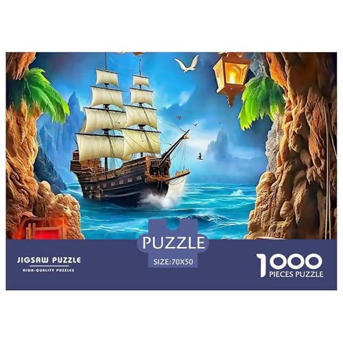 Sailboat in The Sea Puzzle Boat 1000-teiliges Stress Abbauen Für Erwachsene Teens Kinder 1000 Teile Geschenke Für Frauen,Geschenke Für Männer Geschenke Für Frauen,Geschenke Für Männer 70x50cm/1000pcs von OTBSDNKZZ