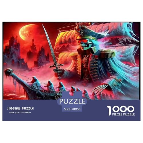 Skull Puzzle Halloween 1000 Teiles Stress Abbauen Für Die Ganze Familie 1000 Teile Feiertags- Und Reisegeschenke Feiertags- Und Reisegeschenke 70x50cm/1000pcs von OTBSDNKZZ
