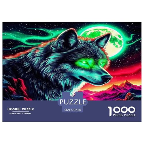 Wolf Puzzle Animal 1000-teiliges Puzzle Farbenfrohes Legespiel Home Dekoration Für Erwachsene Teens Kinder 1000 Teile Feiertags- Und Reisegeschenke Geschenke Für Frauen,Geschenke Für Männer 70x50cm/10 von OTBSDNKZZ