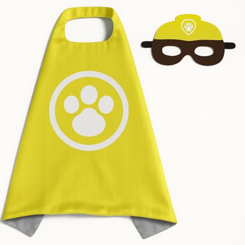 OTCPP Hundehelden-Umhang und Maske für Kinder, Superhelden-Kostüm, ideal für Geburtstagsfeiern, Halloween, Schulveranstaltungen, Rollenspiele, mehrere Farben erhältlich (Gelb) von OTCPP
