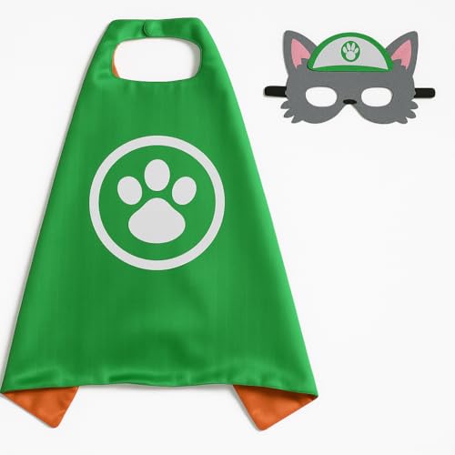 OTCPP Hundehelden-Umhang und Maske für Kinder - Superhelden-Kostüm - Ideal für Partys, Rollenspiele, Halloween - Mehrere Farben erhältlich (Grün) von OTCPP