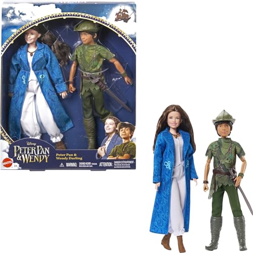 DISNEY Peter Pan & Wendy - beweglich mit typischen Outfits und abnehmbarem Zubehör, Hosen aus weichem Stofft, zum Nachspielen von Lieblingsszenen oder kreatives Spielen, für Kinder ab 3 Jahren, HNY36 DISNEY Peter Pan & Wendy - beweglich mit typischen Outfits und abnehmbarem Zubehör, Hosen aus weichem Stofft, zum Nachspielen von Lieblingsszenen oder kreatives Spielen, für Kinder ab 3 Jahren, HNY36 von Mattel