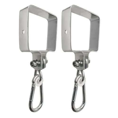 OTITU 2er Set Schaukelhaken mit Karabiner 90x90mm Manschettenhaken Schaukelschelle - Vierkant Karabinerhaken Hakenhalterung Haken für Balken oder Kanthölzer Schwenkbefestigung von OTITU