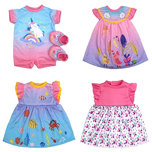 OTMOON Puppenkleidung für 30-40 cm Baby Puppen, 4er-Pack (Keine Puppe) von OTMOON