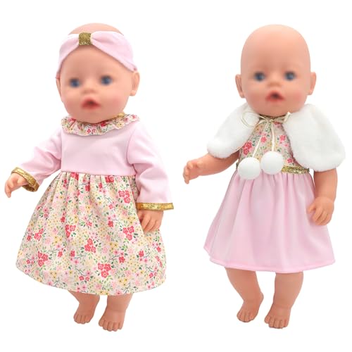 Puppenkleidung für 36-43 cm Baby Puppen, 2-Packungen mit Stirnband Mantel (Keine Puppe) von OTMOON