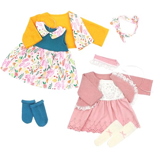 Puppenkleidung für 50-55 cm Baby Puppen mit Stirnband Mantel Kleid und Socken, 2-Packungen Puppenkleidung für 50-55 cm Baby Puppen mit Stirnband Mantel Kleid und Socken, 2-Packungen von OTMOON
