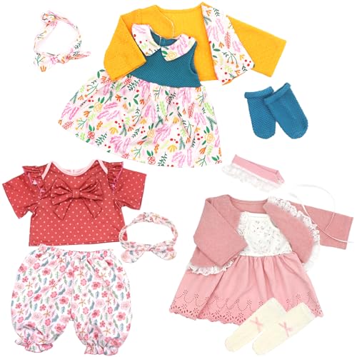 Puppenkleidung für 50-55 cm Baby Puppen mit Stirnband Mantel Kleid und Socken, 3-Packungen von OTMOON