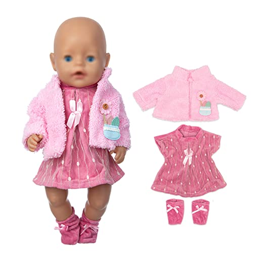 Puppenkleidung für 36-43 cm Baby Puppen, Polyester Outfit mit Mantel Rock und Socken (Keine Puppe) von OTMOON