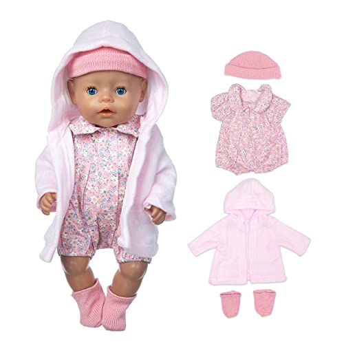 Puppenkleidung für 36-43 cm Baby Puppen, Polyester Outfit mit Mantel Bluse Hosen Hut und Socken (Keine Puppe) von OTMOON