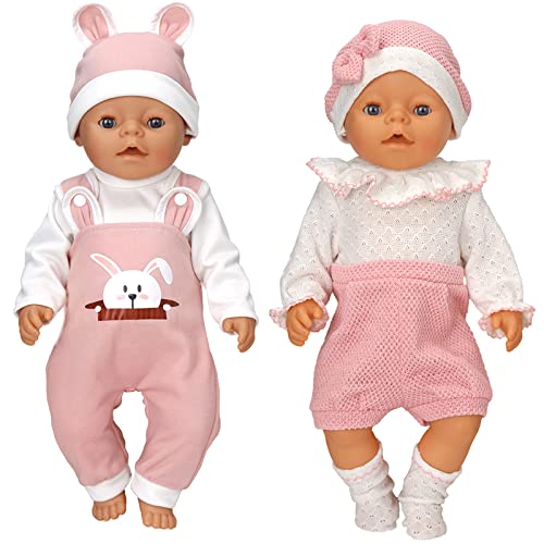 Puppenkleidung für 36-43 cm Baby Puppen, Wolle Outfit mit Hut und Socken (Keine Puppe) von OTMOON