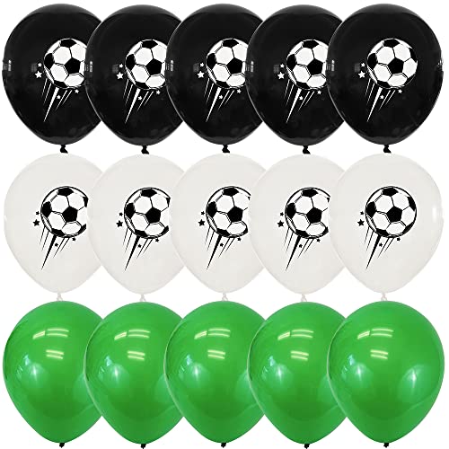 OTMVicor 15 Stück Fußballballons, 30,5 cm Sportballons, schwarz-weiß-grüne Fußballballons, Geburtstagsballons für Sport-Mottopartys OTMVicor 15 Stück Fußballballons, 30,5 cm Sportballons, schwarz-weiß-grüne Fußballballons, Geburtstagsballons für Sport-Mottopartys von OTMVicor