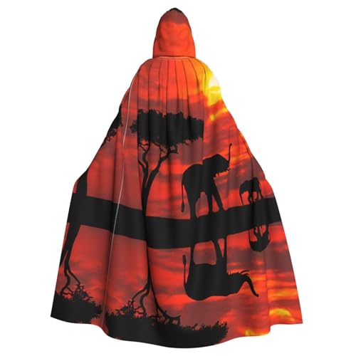 OTTKGGA Elefant Sonnenuntergang Kapuzenumhang Zauberer Umhang Sensenmann Vampir Party Halloween Erwachsene Cosplay Bühne Kostüme OTTKGGA Elefant Sonnenuntergang Kapuzenumhang Zauberer Umhang Sensenmann Vampir Party Halloween Erwachsene Cosplay Bühne Kostüme von OTTKGGA