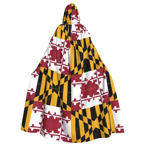 OTTKGGA Flagge von Maryland Kapuzenumhang Zauberer Umhang Sensenmann Vampir Party Halloween Erwachsene Cosplay Bühnenkostüme von OTTKGGA