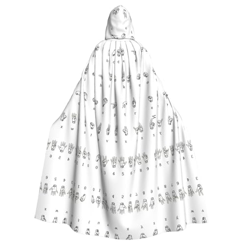 OTTKGGA Gebärdensprachiges Alphabet mit Kapuze, Umhang, Zauberer-Umhang, Sensenmann, Vampir-Party, Halloween, Erwachsene, Cosplay, Bühnenkostüme von OTTKGGA