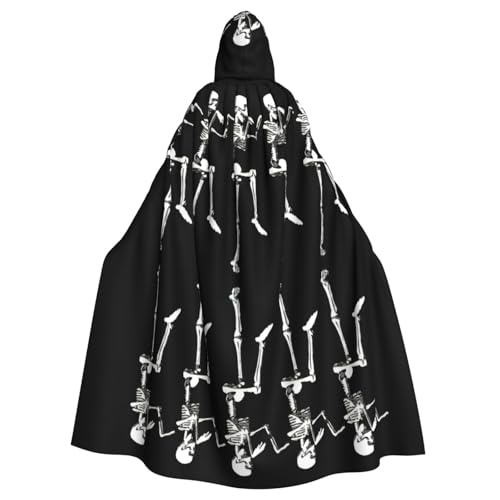 OTTKGGA Halloween beweglicher Skelett-Schädel mit Kapuze Umhang Zauberer Umhang Sensenmann Vampir Party Halloween Erwachsene Cosplay Bühnenkostüme von OTTKGGA