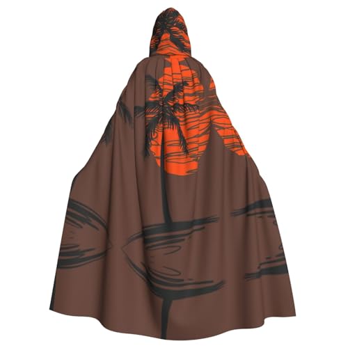 OTTKGGA Illustration von Palmen Kapuzenumhang Zauberer Umhang Sensenmann Vampir Party Halloween Erwachsene Cosplay Bühnenkostüme von OTTKGGA