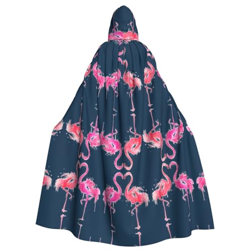 OTTKGGA Ink Flamingos Kapuzenumhang Zauberer Umhang Sensenmann Vampir Party Halloween Erwachsene Cosplay Bühnenkostüme von OTTKGGA