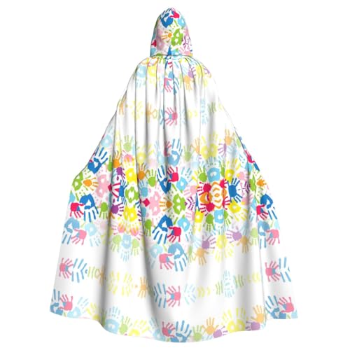 OTTKGGA Kinder Handabdruck Kapuzenumhang Zauberer Umhang Sensenmann Vampir Party Halloween Erwachsene Cosplay Bühne Kostüme von OTTKGGA