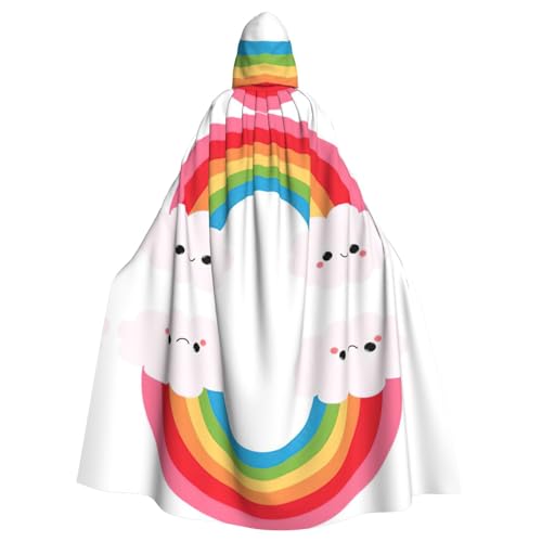 OTTKGGA Kleiner Regenbogen-Kapuzenumhang Zauberer Umhang Sensenmann Vampirparty Halloween Erwachsene Cosplay Bühnenkostüme von OTTKGGA