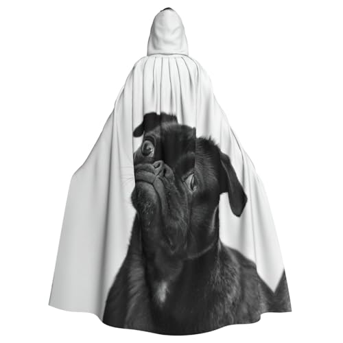 OTTKGGA Niedlicher schwarzer Mops-Umhang mit Kapuze, Zauberer-Umhang, Sensenmann, Vampir-Party, Halloween, Erwachsene, Cosplay, Bühnenkostüme OTTKGGA Niedlicher schwarzer Mops-Umhang mit Kapuze, Zauberer-Umhang, Sensenmann, Vampir-Party, Halloween, Erwachsene, Cosplay, Bühnenkostüme von OTTKGGA