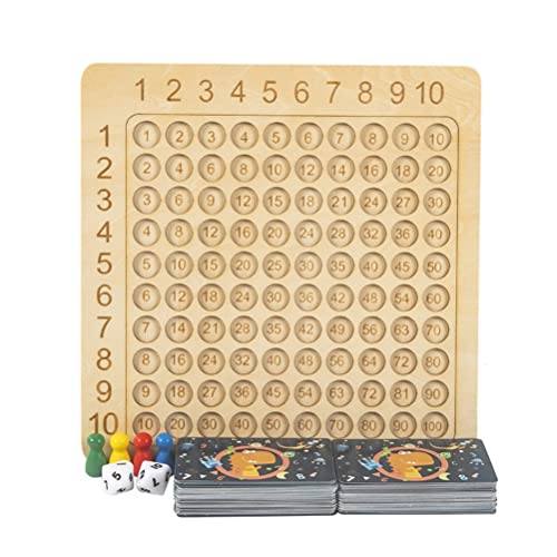 OUCRIY Mathematisches Multiplikationstafel, Mathematikbrett aus Holz, Tischtablett, Mathematik-Multiplikation, Zählspiel für von OUCRIY