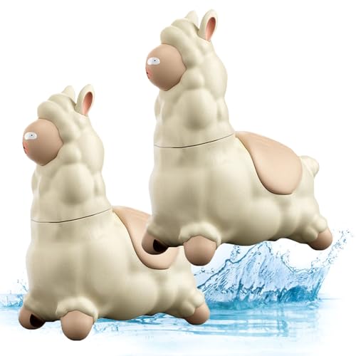 Alpaca Toy Water Spray, 2pcs Outdoor Water Spray, Mini Water Gun, Cute Alpaca Shape Squeezer with 45° Rotating Head, Pool Games for Summer Outdoor (Weiß) von OUDIOHAI