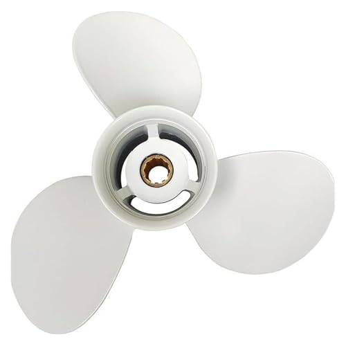 9 7/8x12-F Marine-Motorrad-Aluminiumpropeller, geeignet for Außenbordmotoren mit 20 PS, 25 PS und 30 PS, ersetzt 664-45954-00-EL, 10 Spline-Zähne Ersetzen Sie Ihre Stütze von OUHFCASN