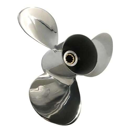 Außenbordpropeller aus Edelstahl, passend for Motoren mit 20–30 PS, 12 Zähne, Spline 9–7/8 Zoll × 10–1/2 Zoll, 664-45954-00-EL Ersetzen Sie Ihre Stütze von OUHFCASN