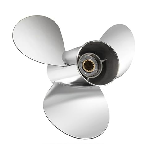 Marine-Außenbordpropeller aus Edelstahl, 3-Blatt, 11 x 15 Zoll, passend for Motoren von 25–60 PS, 13 Keilzähne, 663-45943-01-EL Ersetzen Sie Ihre Stütze von OUHFCASN