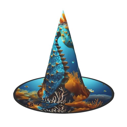 Blauer Seepferdchen-Halloween-Hexenhut, 2 Stück, bequem und langlebig, geeignet für Partys, Rollenspiele und Karneval Blauer Seepferdchen-Halloween-Hexenhut, 2 Stück, bequem und langlebig, geeignet für Partys, Rollenspiele und Karneval von OUInbvv