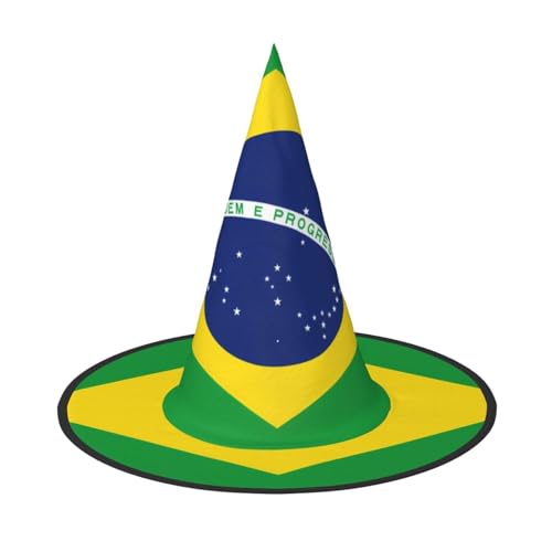 Brasilianische Flagge, Halloween-Hexenhut, bequem und langlebig, geeignet für Party-Rollenspiele und Karneval von OUInbvv