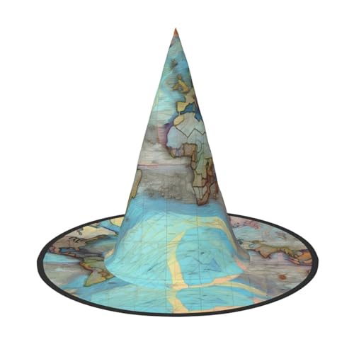 Cartoon-Weltkarte, Halloween-Hexenhut, bequem und langlebig, geeignet für Party-Rollenspiele und Karneval Cartoon-Weltkarte, Halloween-Hexenhut, bequem und langlebig, geeignet für Party-Rollenspiele und Karneval von OUInbvv