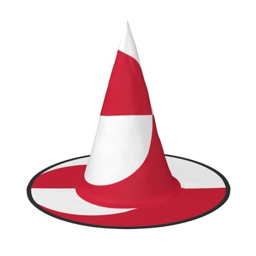 Halloween-Hexenhut mit Grönland-Flagge, bequem und langlebig, geeignet für Party-Rollenspiele und Karneval von OUInbvv