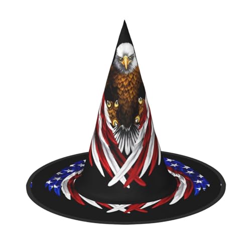 Halloween-Hexenhut mit USA-Flagge, patriotischer Adler, 3 Stück, bequem und langlebig, geeignet für Partys, Rollenspiele und Karneval von OUInbvv