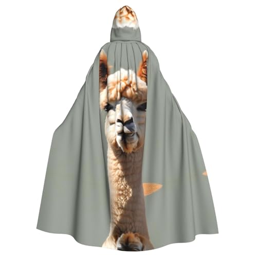 OUInbvv Alpaka-Avatar-Umhang mit Kapuze für Erwachsene, mit durchgehendem Druck, perfekt für Maskerade, Karneval und Themenpartys von OUInbvv